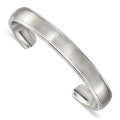 Chisel Stainless Steel Brushed and Polished Ridged Edge 11mm Cuff Bangle, 7.5 x 11 mm