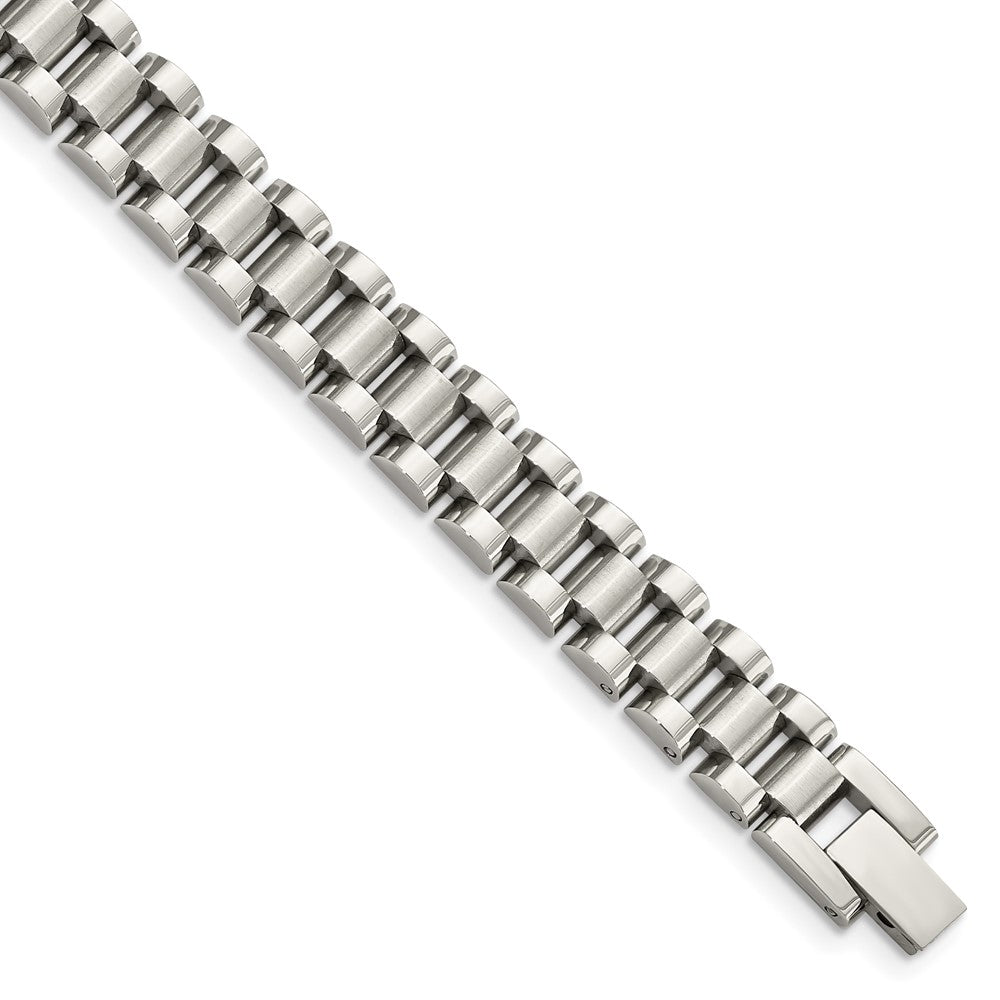 Chisel Stainless Steel Brushed and Polished 8.5 inch Link Bracelet, 8.5 x 10 mm