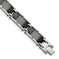 Chisel Stainless Steel Polished Mesh with Black Ceramic 8.25 inch Link Bracelet, 8.25 mm