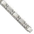 Chisel Stainless Steel Polished and Matte with 3/4 carat Diamond 8.75 inch Bracelet, 0.75 ct, 8.75 x 13 mm