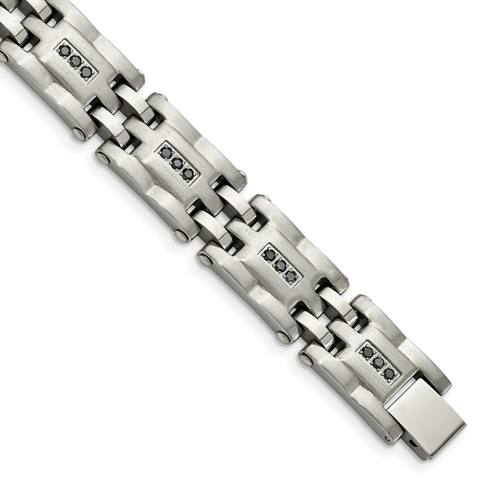 Chisel Stainless Steel Brushed and Polished with 3/4 carat Diamond 8.5 inch Bracelet, 0.75 ct, 8.5 x 15 mm