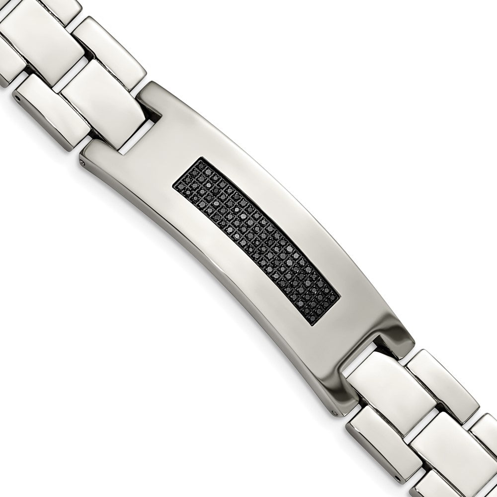 Chisel Stainless Steel Polished with 1/2 carat Diamond 8.25 inch Bracelet, 0.5 ct, 8.25 x 18 mm