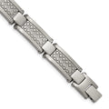 Chisel Stainless Steel Antiqued and Matte with 1/10 carat Diamond 9 inch Bracelet, 0.1 ct, 9 x 12 mm