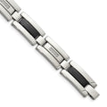 Chisel Stainless Steel Polished Black IP-plated with 1/4 carat Diamond 8.5 inch Bracelet, 0.25 ct, 8.5 x 12 mm