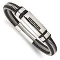 Chisel Stainless Steel Polished Black IP-plated with 1/10 carat Black Diamond 8.5 inch Bracelet, 0.1 ct, 8.5 x 10 mm