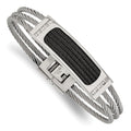 Chisel Stainless Steel Polished Black IP-plated with .15 carat Diamond 7.75 inch Bracelet, 0.15 ct, 7.75 x 13 mm