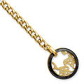 Stainless Steel Yellow IP-plated Black Ceramic Polished & Lasercut Circle Bracelet, 7.25 mm