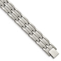 Chisel Stainless Steel Brushed Polished and Textured 8.75 inch Link Bracelet, 8.75 x 11 mm