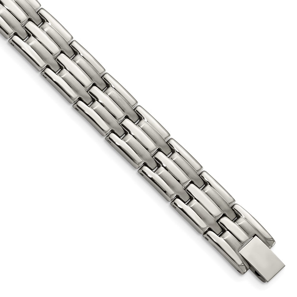 Chisel Stainless Steel Brushed and Polished 8.5 inch Link Bracelet, 8.5 x 11 mm