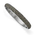 Stainless Steel Polished Black Enamel Clear Crystal Rounded Bracelet, 10 mm