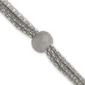 Stainless Steel Polished Multistrand Laser Cut Bead Bracelet, 7.5 x 12 mm