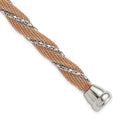 Stainless Steel & Rose IP-plated Polished Twisted Mesh Chain Bracelet, 7.5 x 10.8 mm