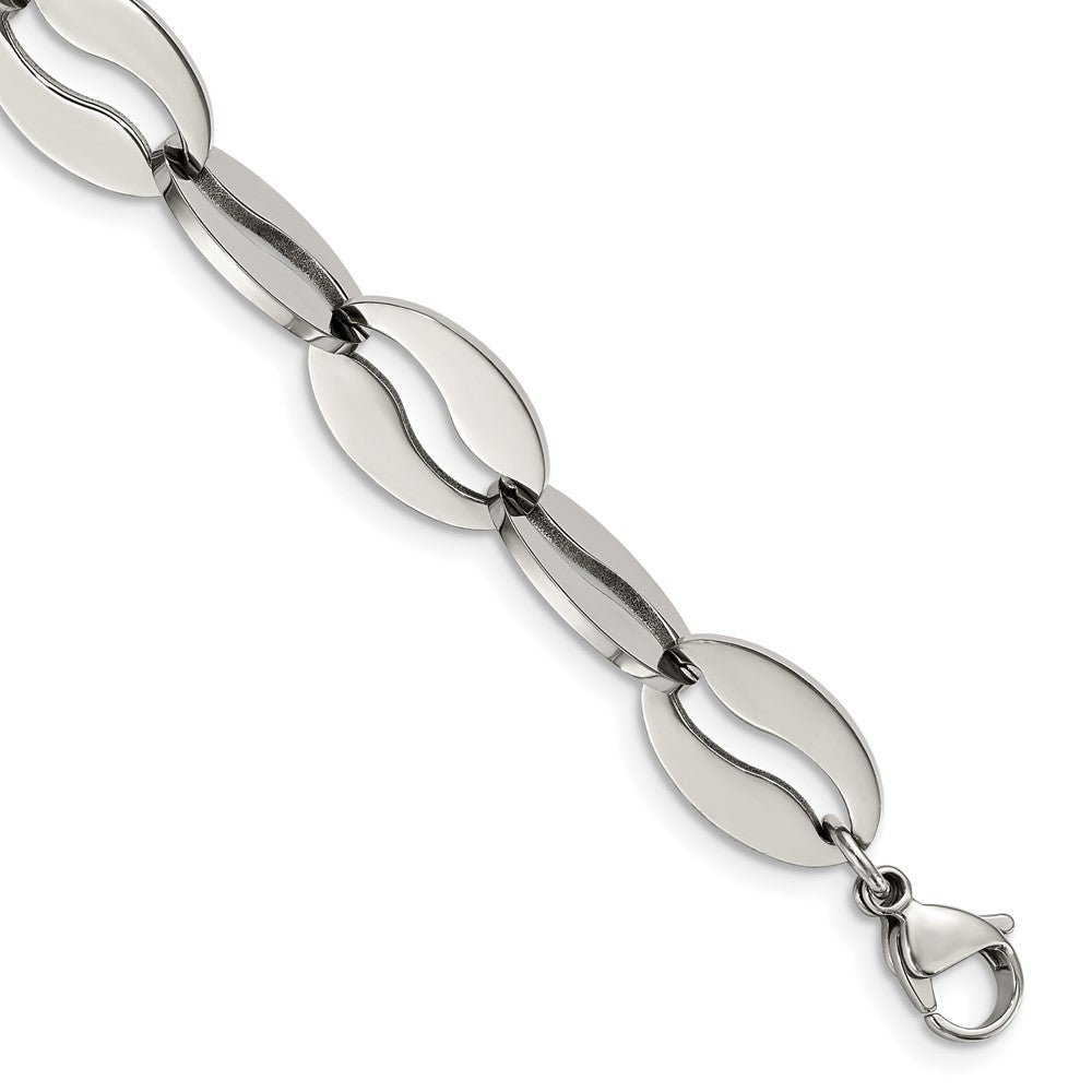 Stainless Steel Polished Heart 8.5in Bracelet, 8.5 mm