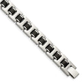 Chisel Stainless Steel Brushed with Black Rubber 8.5 inch Bracelet, 8.5 x 11 mm