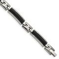 Stainless Steel Polished and Brushed Black IP-plated 8.25in Bracelet, 8.25 mm