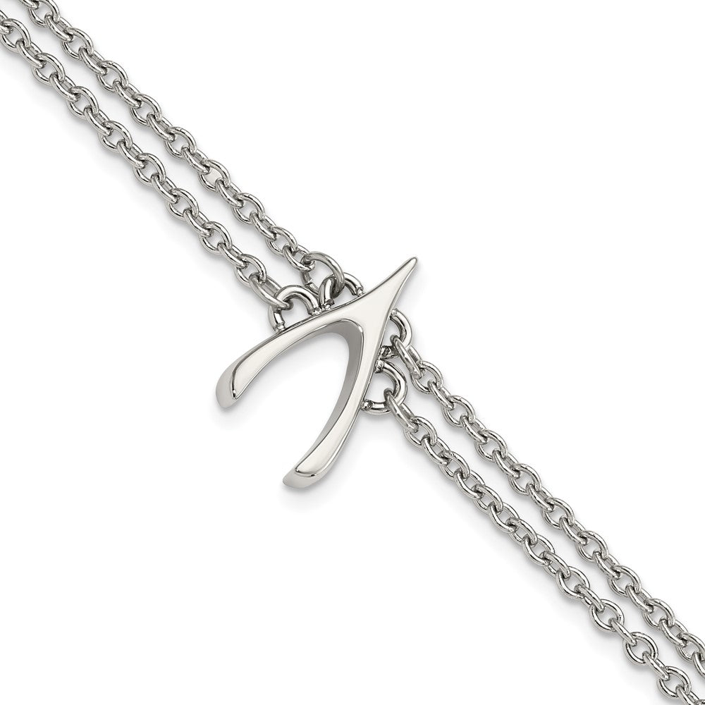 Stainless Steel Polished 2-Strand Wishbone Bracelet, 7.75 mm