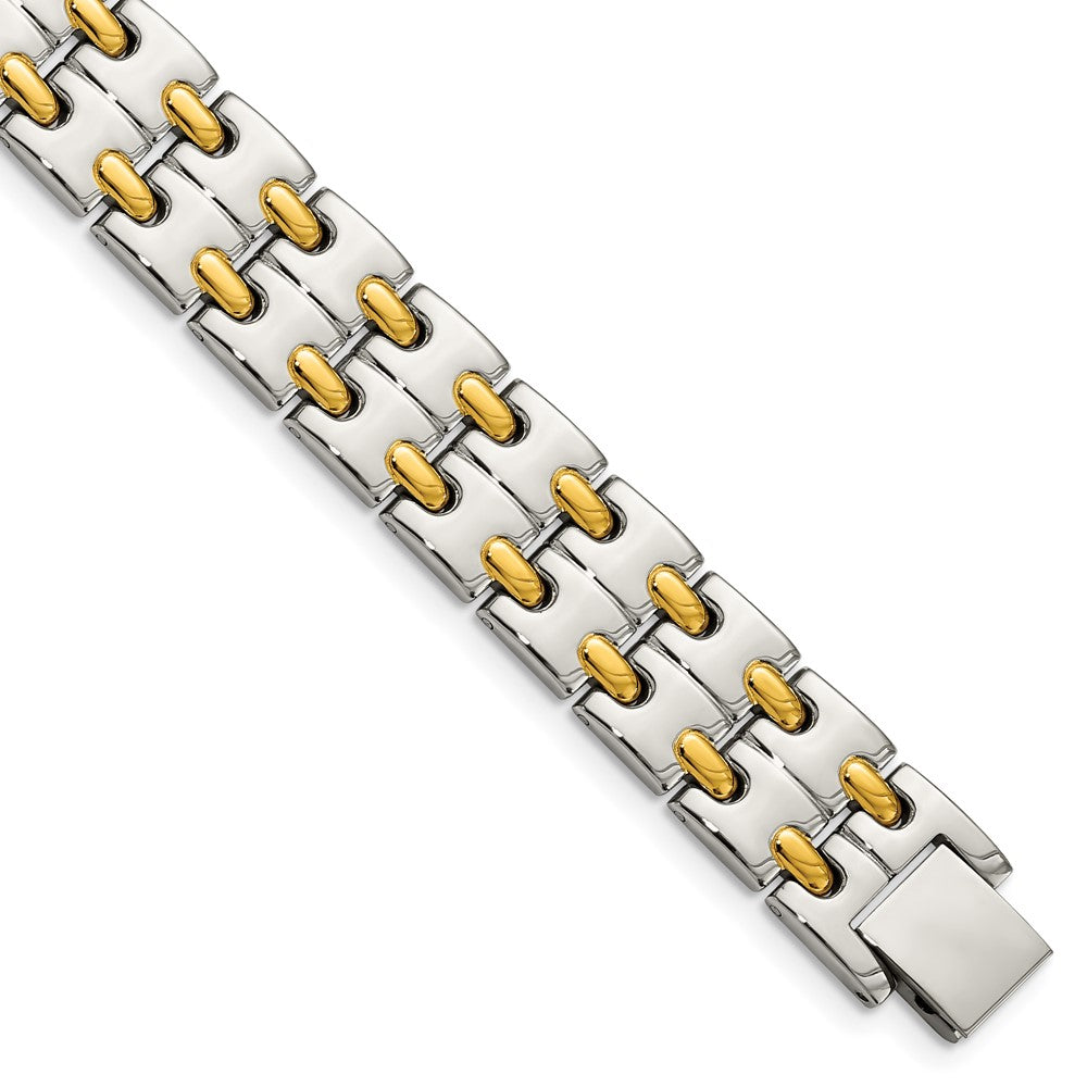 Chisel Stainless Steel Polished Yellow IP-plated 8.5 inch Link Bracelet, 8.75 x 13 mm