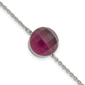 Stainless Steel Polished Maroon Glass w/1in ext Bracelet, 8 mm