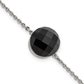 Stainless Steel Polished Dark Brown Glass w/1in ext Bracelet, 8 mm