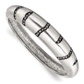 Stainless Steel Brushed Black Crystal Hinged Bangle, 7.5 x 15 mm