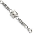 Stainless Steel Polished Hollow Squares 7.25in w/2in ext. Bracelet, 7.25 mm