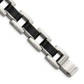 Chisel Stainless Steel Polished with Black Rubber Inlay 8.5 inch Link Bracelet, 8.5 x 14 mm