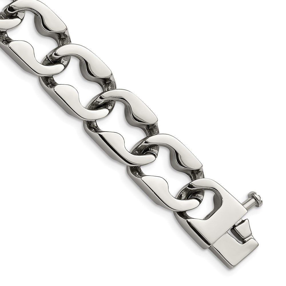 Stainless Steel Polished Large Link 8.5in Bracelet, 8.5 x 15 mm