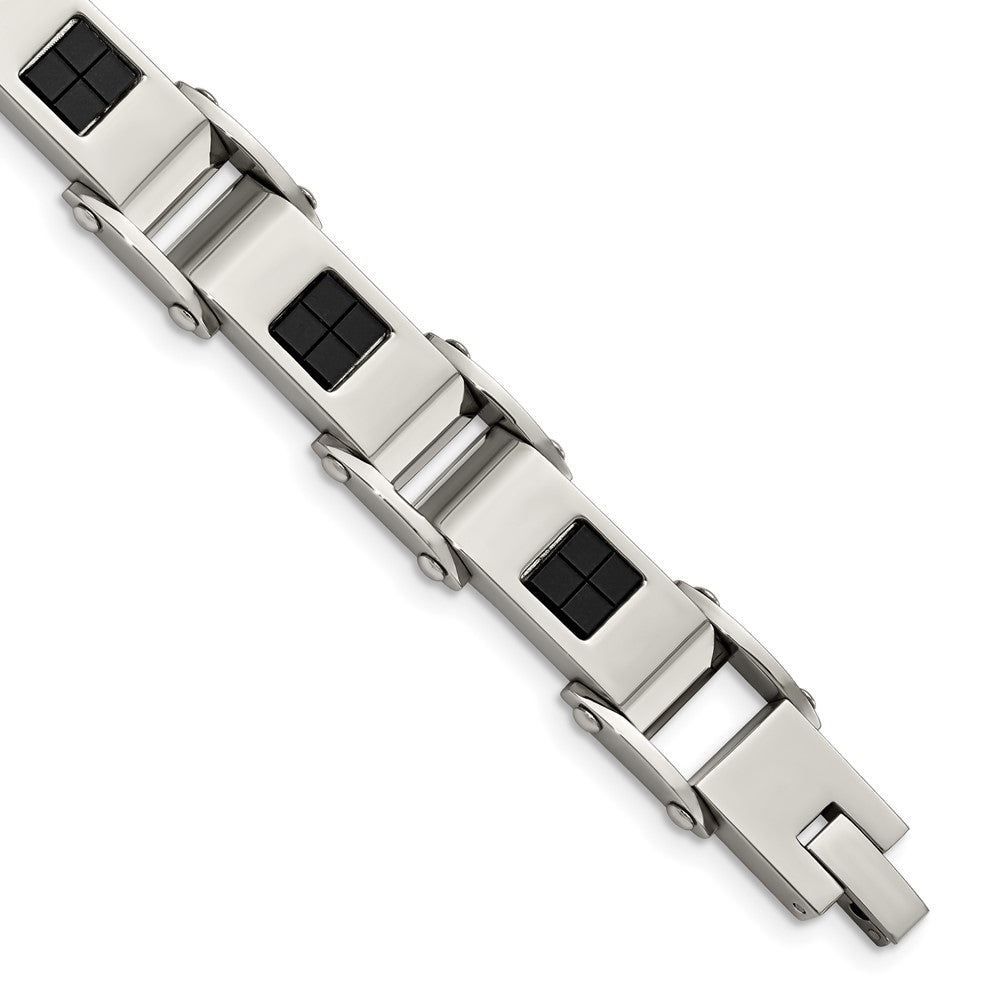 Stainless Steel Polished Black IP-plated 8.5in Bracelet, 8.5 mm, 60.79 g