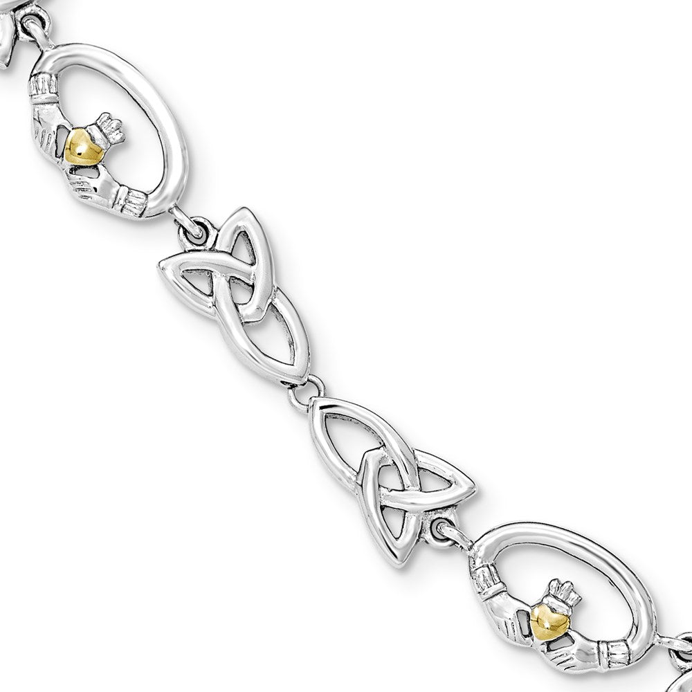 Stainless Steel Polished Yellow IP-plated Claddagh 7.75in Bracelet, 7.75 mm