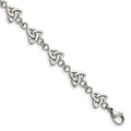 Chisel Stainless Steel Polished 7 inch Trinity Knot Link Bracelet, 7 x 9.5 mm