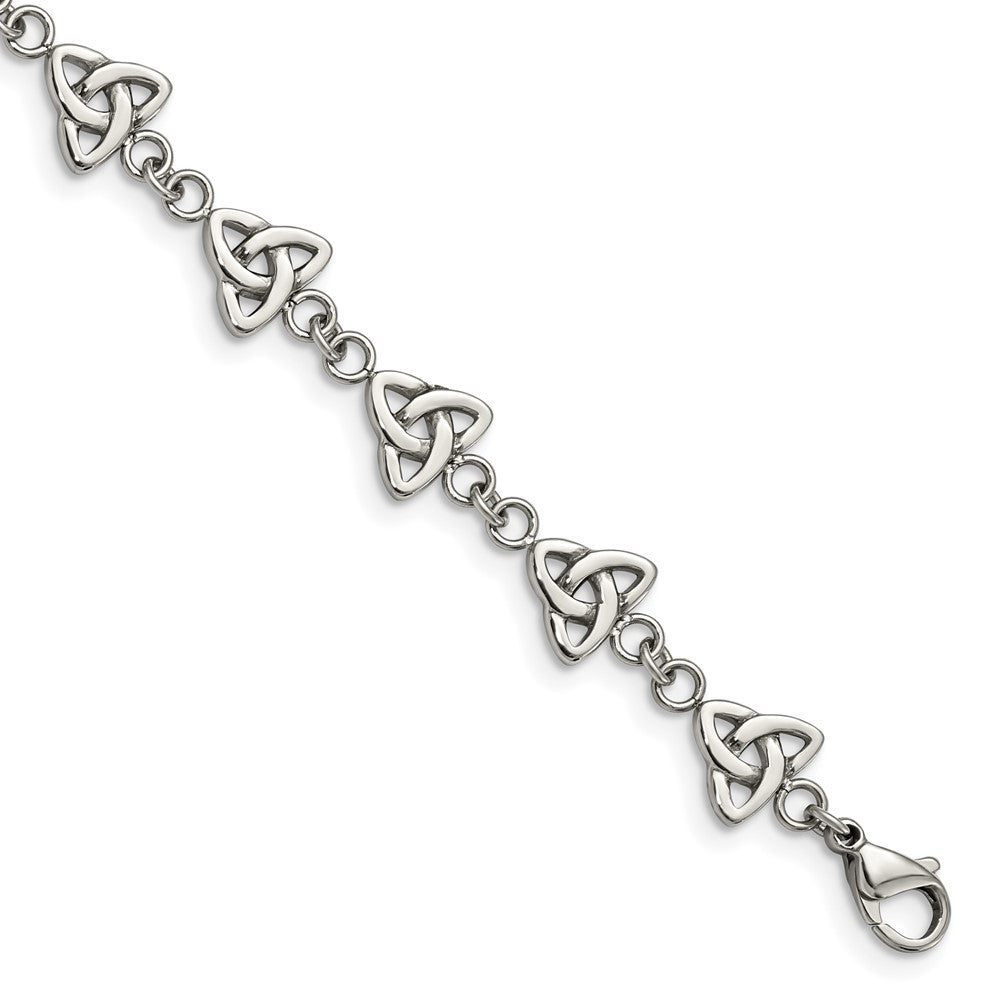 Chisel Stainless Steel Polished 7 inch Trinity Knot Link Bracelet, 7 x 9.5 mm