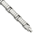 Stainless Steel Polished and Textured 8in Bracelet, 8 mm