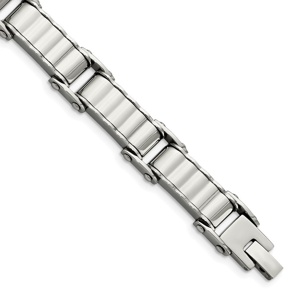 Stainless Steel Polished and Textured 8in Bracelet, 8 mm