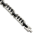 Stainless Steel Brushed and Polished Black IP-plated 8in Bracelet, 8 mm