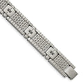 Stainless Steel Antiqued and Brushed with CZ 8.25in Bracelet, 8.25 mm