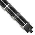 Chisel Stainless Steel Brushed and Polished Black IP-plated with Cable Inlay 8.75 inch Link Bracelet, 8.75 x 17.5 mm