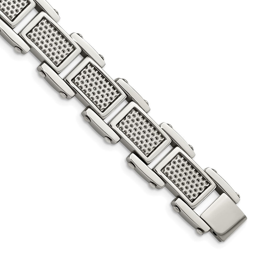 Stainless Steel Brushed and Polished 8.5in Bracelet, 8.5 mm, 73.36 g