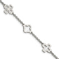Chisel Stainless Steel Polished Cross and Clovers 7.5 inch Bracelet, 7.5 x 10 mm