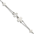Stainless Steel Polished Cross 7.5in Bracelet, 7.5 mm