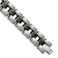 Chisel Stainless Steel Brushed and Polished with Black Ceramic 8.5 inch Link Bracelet, 8.5 x 17.5 mm
