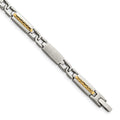 Chisel Stainless Steel with 14k Gold Accent Brushed and Polished 8.75 inch Link Bracelet, 8.75 mm, 0.57 g