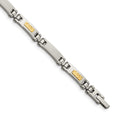 Chisel Stainless Steel with 14k Gold Accent Brushed and Polished 8.25 inch Link Bracelet, 8.25 mm