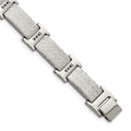 Chisel Stainless Steel Polished and Textured with Black CZ 8.5 inch Link Bracelet, 8.5 x 14 mm