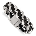 Chisel Stainless Steel Polished Black Braided Leather 8 inch Bracelet, 8 x 18.5 mm