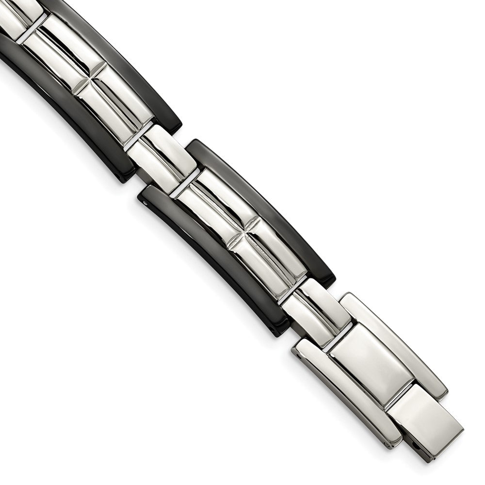 Chisel Stainless Steel Polished Black IP-plated 8.5 inch Link Bracelet, 8.5 x 12 mm