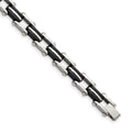 Chisel Stainless Steel Polished with Black Rubber 8.75 inch Link Bracelet, 8.75 x 7 mm