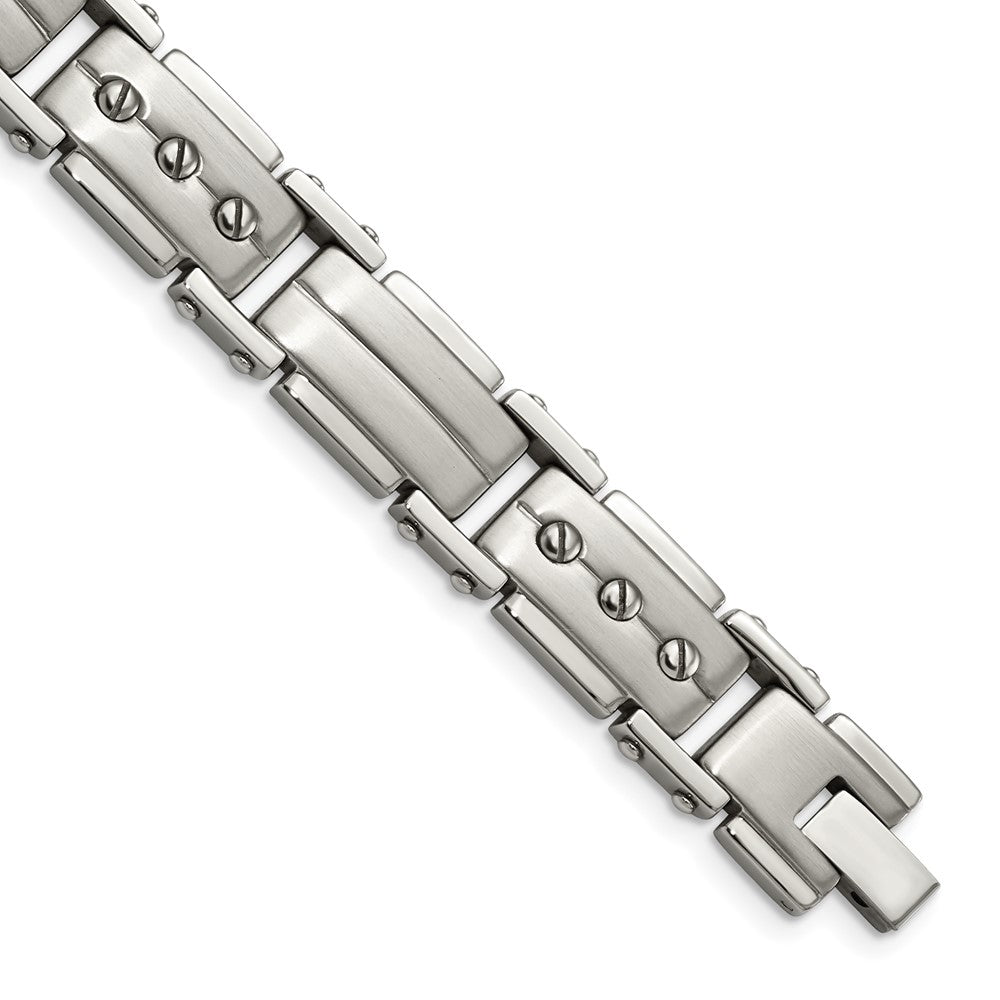 Stainless Steel Brushed and Polished 8.5in Bracelet, 8.5 mm, 74.3 g