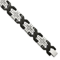 Chisel Stainless Steel Brushed and Polished Black IP-plated with CZ 8.25 inch Cross Link Bracelet, 8.25 x 14.5 mm