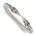 Stainless Steel Antiqued and Polished Eagle Cuff Bangle, 16 mm
