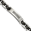 Stainless Steel Brushed and Polished Black IP-plated with CZ 8.5in Bracelet, 8.5 mm